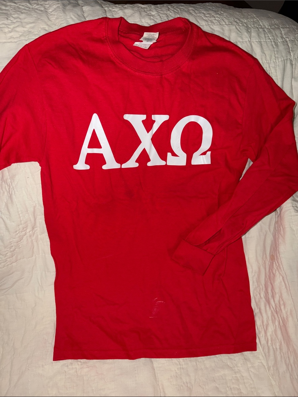 Red Long-Sleeve Greek Letter Shirt - AXΩ